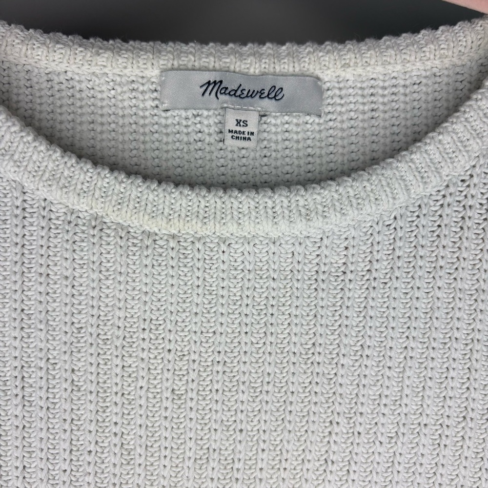 Madewell Cotton Cream Knit Ribbed Peplum Sweater Size XS - Picture 8 of 9